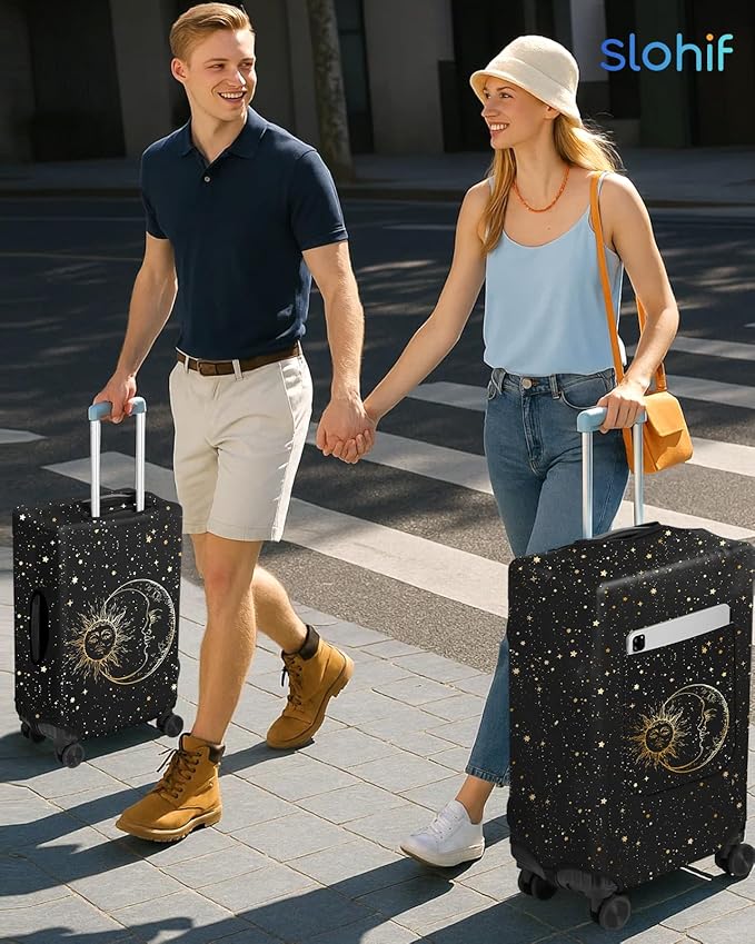 Slohif Luggage Cover for Suitcase Tsa Approved Protector - Luggage Sleeve Large Suit Case Cover Travel Stretch Baggage Case Protective Washable Fit 18-20 Inch Sun XS