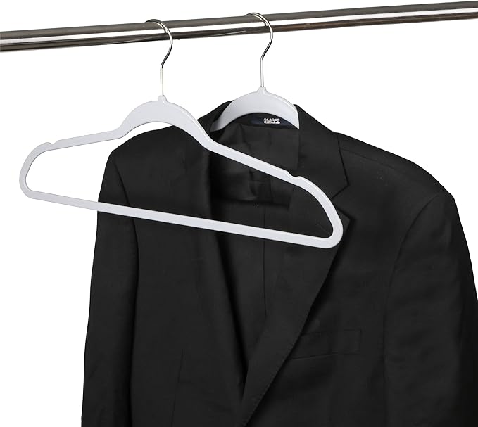 Quality 20 Pack Hangers - Heavy Duty Coat & Closet Hangers - Plastic, Non-Velvet, Chrome Swivel Hook, Space-Saving, Non-Flocked, Gray