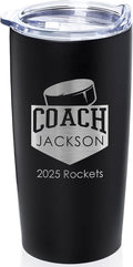 Lifetime Creations Personalized Hockey Coach Tumbler: Custom Hockey Coach Gift, Coaches Coffee Travel Mug from Team, Insulated Engraved Stainless Steel 20 Ounce Cup (Matte Black)