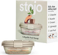 STOJO Collapsible Sandwich Box – 24oz, Reusable Food Storage Container, Silicone Bowl for Hot/Cold Food – Meal Prep, Lunch, Camping, Hiking – Dishwasher Safe (Set of 1, Translucent Oat)