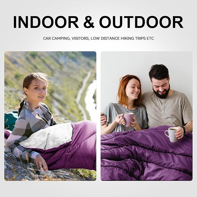 Sleeping Bags for Adults Cold Weather,Portable, Waterproof,Lightweight Camping Sleeping Bag for Tall Girls Boys with Compression Sack for Warm Camping, Hiking, Outdoor & Indoor