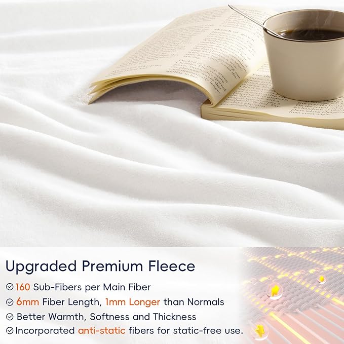 PHF Ultra Soft Fleece Blanket King Size, No Shed No Pilling Luxury Plush Cozy 300GSM Lightweight Blanket for Bed, Couch, Chair, Sofa Suitable for All Season, 108" x 90", White