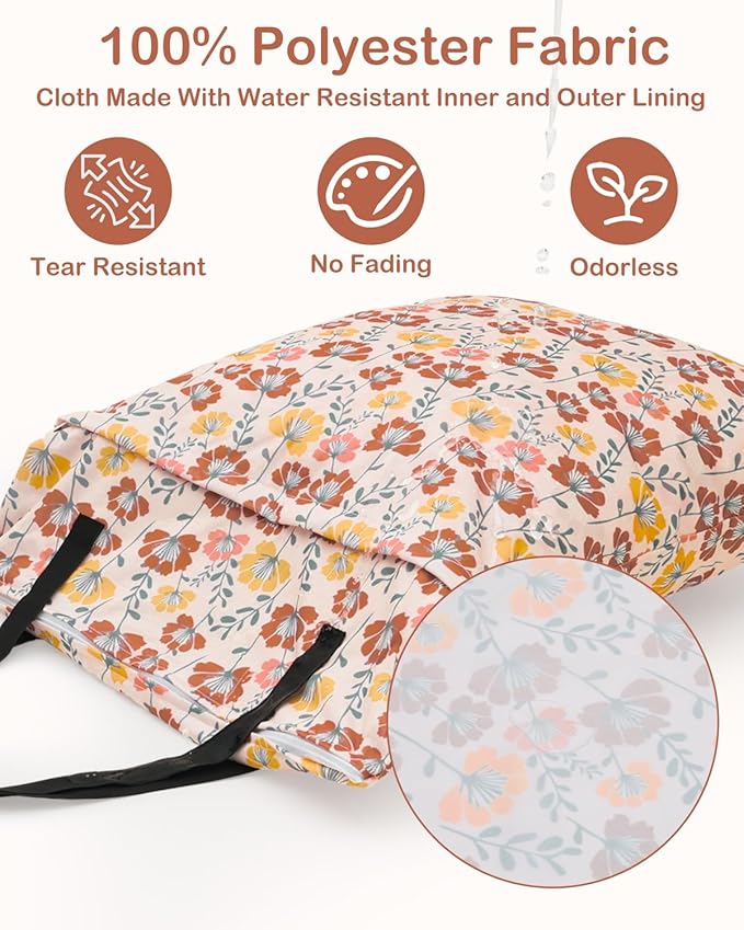 ALVABABY 2 Pack Large Wet Dry Bag Waterproof Hanging Cloth Diaper with Double Zippered Pockets 25x18 inches 2HL03