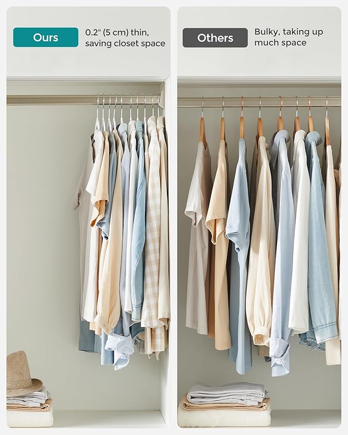 SONGMICS Clothes Hangers, Pack of 30 Plastic Coat Hangers, Space-Saving, White and Dark Gray UCRP050W03