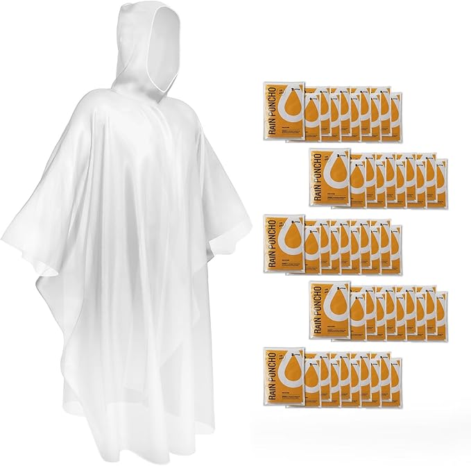 SaphiRose Disposable Rain Ponchos Emergency Clear Poncho