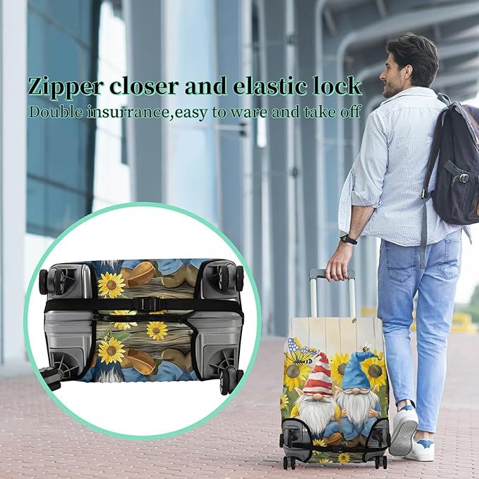 Luggage Cover + Tag, Dwarf Travel Suitcase Protector for 22-24 inch Luggage (M), Dustproof, Anti-Scratch