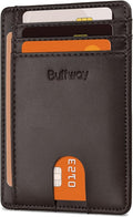 Buffway Slim Minimalist Front Pocket RFID Blocking Leather Wallets for Men and Women - Sand Chocolate