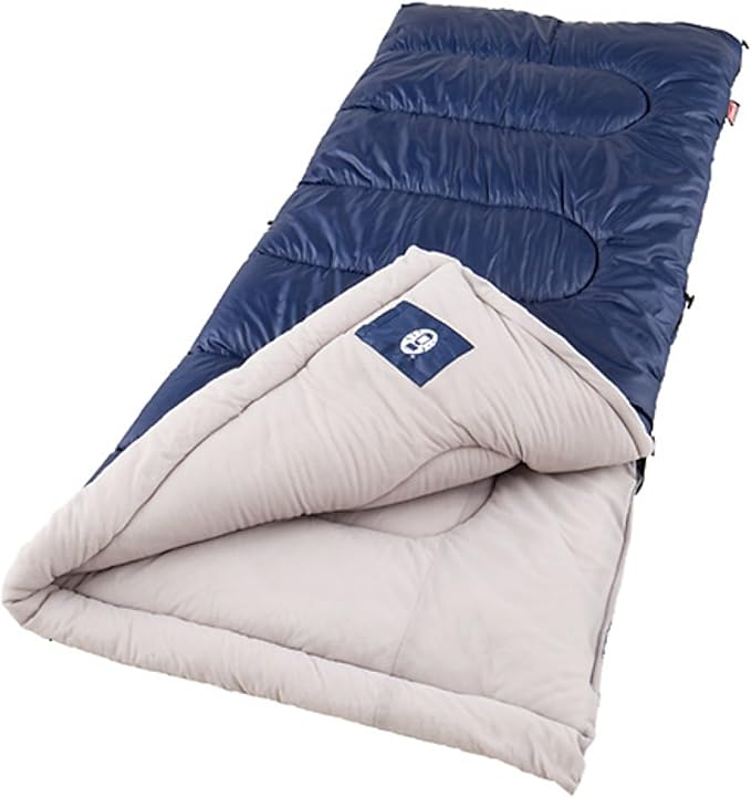 Coleman Brazos 20/30°F Adult Cool-Weather Sleeping Bag with No-Snag Zipper & Stuff Sack, Machine Washable, Great for Camping, Traveling, Guests, & More
