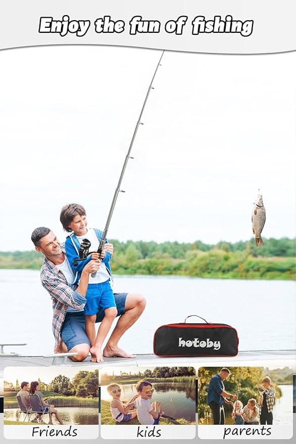 Fishing Pole Combo Set, 6.89ft Fishing Rod and Reel Combo, Carbon Fiber Telescopic Fishing Rod Kit with Spinning Reel, Fishing Pliers, Lip Gripper, Line, Lures for Beginner Angler