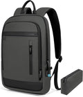Business Backpack for Men Lightweight Commute Laptop Backpack Anti-Theft Water Resistant Backpack for 17.3 Inch Computer for Daily Office Work with Small Bag (Grey)