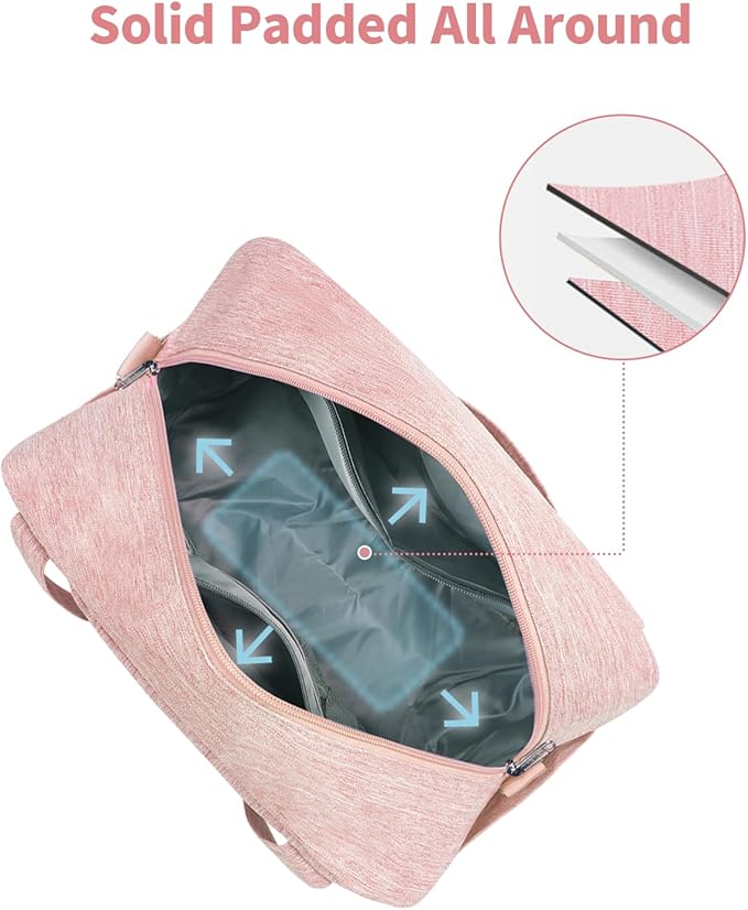 Narwey Carry on Bag 22x14x9 Airlines Approved, Carry on Duffle Bag for Airplane with Wet Pocket, Travel Duffel Bag Luggage Bag Weekender Overnight for Women Men (Pink)