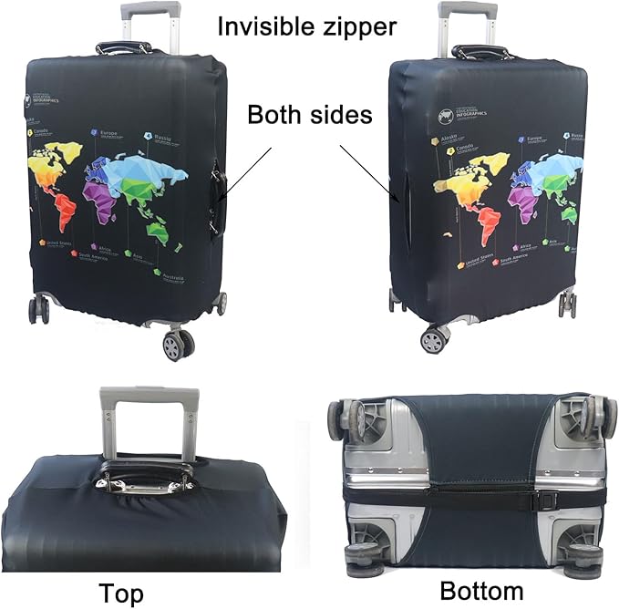 MosaiRudo Thicker Luggage Cover Elastic Suitcase Cover Protector Fits 18-32 Inch Suitcase Travel Accessories (Abstract Map, L)