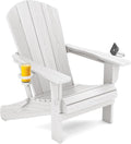 SERWALL Adirondack Chair with Cup Holders - Composite Adirondack Chairs HDPE Outdoor Chairs All Weather Use- White