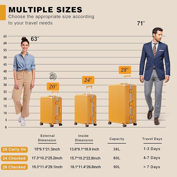 AnyZip Luggage PC+ABS Aluminum Frame Zipperless Checked Luggage Hard Shell Suitcase with TSA Lock Double Spinner Wheels 28 Inch Haze Blue