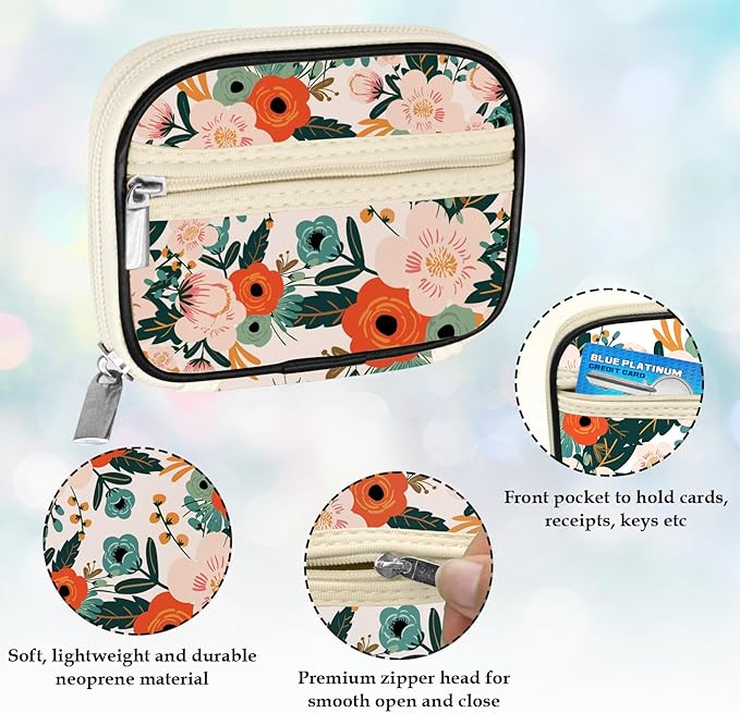 Serfeymi Weekly Travel Pill Organizer Pill Case for Purse with Removable 7 Day Pill Box, Fashionable Travel Medicine Organizer Pill Container for Medicine, Vitamin, Supplement - Black 02 + Bloom 01