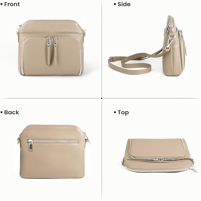 befen Genuine Leather Crossbody Purses for Women, Women's Small Crossbody Shoulder Bag with Built in RFID Wallet