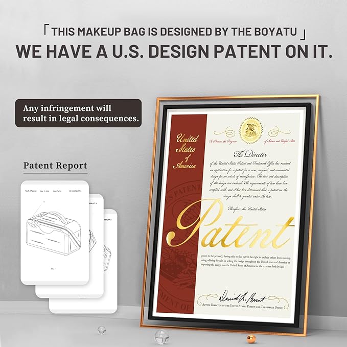 Travel Makeup Bag Organizer Cosmetic Bag: 3 Pcs Set Make up Bags for Women with Handle - Waterproof Vegan Leather Toiletry Bags with Comparments (C-01-Purple)