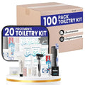 Trektote Bulk Hygiene Kit For Men And Women – (100 Pack) 20 Piece Set Of Travel Size Toiletries, TSA Compliant, Bulk Travel Essentials, Includes Shampoo And Conditioner, Body Wash, Toiletry Bag & More