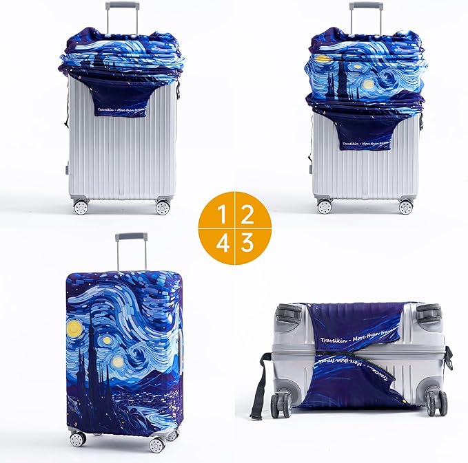 Travelkin Luggage Covers For Suitcase Tsa Approved,Suitcase Cover Protector Fit 18-32 Inch Luggage (Galaxy, L)