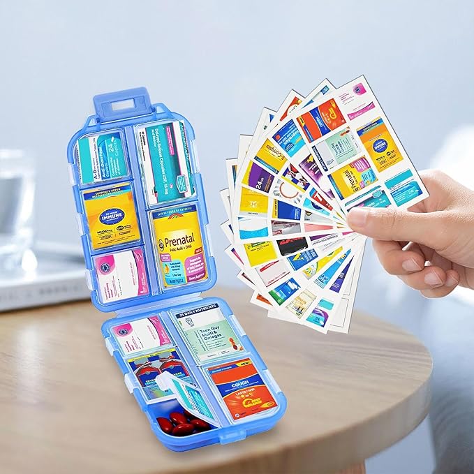Small Pill Case Travel Pill Box Cute Pill Organizer for Purse Portable Daily Medicine Organizer 10 Compartment Pill Holder for Vitamins, Fish Oil, Supplements