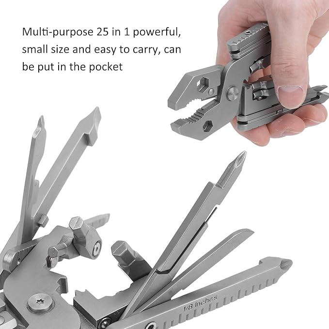 Multitool,Outdoor 25in1 MultiFunctional Pliers Kit Stainless Steel Multitool with Knife Wrench
