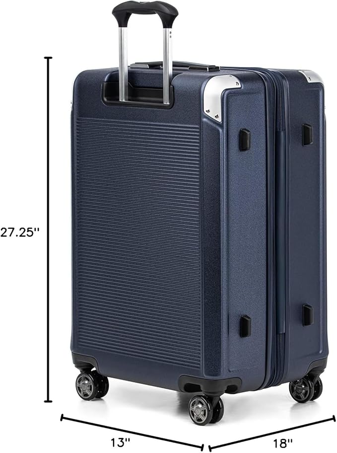 Travelpro Platinum Elite Hardside Expandable Checked Luggage, 8 Wheel Spinner, TSA Lock, Hard Shell Polycarbonate Suitcase, True Navy Blue, Checked Medium 25-Inch