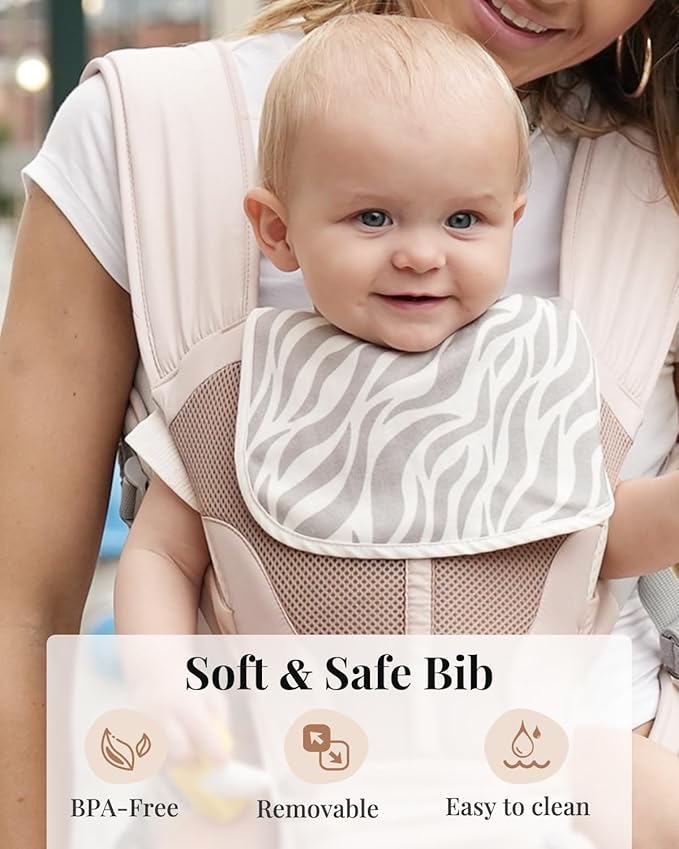 MOMTORY Carryall™ Pro Baby Carrier, Safety-Certified 6-in-1 Ultra Storage Baby Carrier Newborn to Toddler, Front & Back Baby Holder Carrier with Hip Seat, Soft Pink