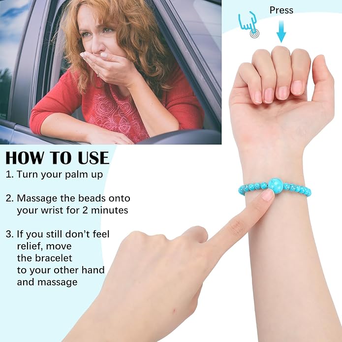 Sureio 6 Pcs Motion Sickness Bands Bracelet Anti Nausea Adjustable Wristband for Cruise Ship Essentials Seasickness Adult