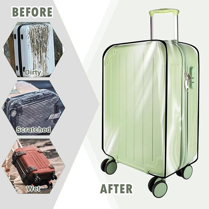 Thicken Clear Luggage Cover Protector, 22" PVC Luggage Covers for Suitcase Waterproof Dustproof Anti-scratch Travel Suitcase Covers Case for Wheeled Luggage