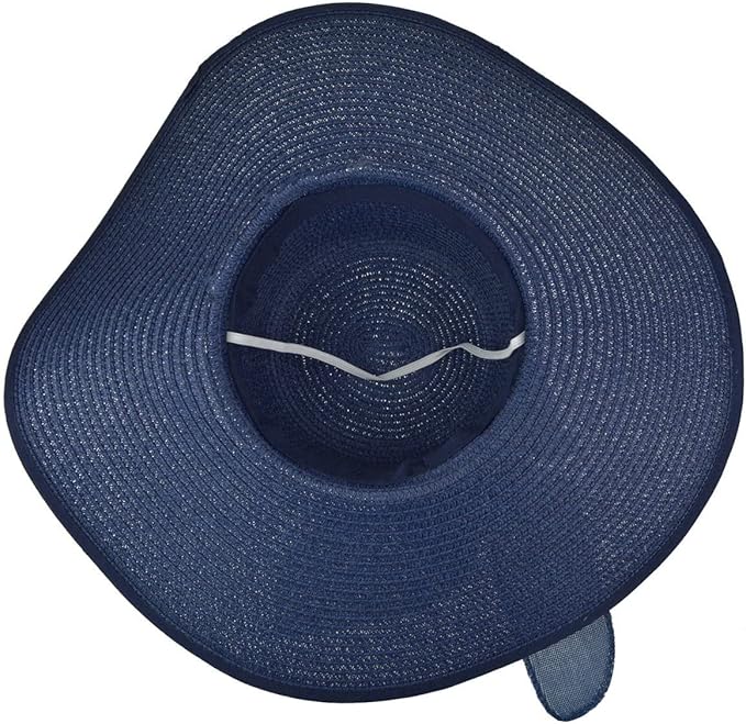 DRESHOW Beach Hats for Women Big Straw Wide Brim Summer Hat Floppy Foldable Roll up Cap Sun Hat UPF 50+