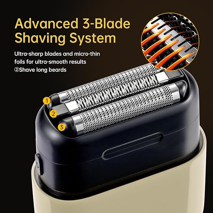 Mini Steel Electric Foil Shavers for Men: Upgraded Mini Electric Razor– Portable Travel Shaver with IPX7 Waterproof, Ultra-Long BatteryLife, and Triple Blade Technology Mini Razor (Arctic White)