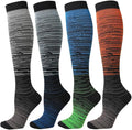 Kickticks 4 Pairs Compression Socks for Woman & Man Unisex 20-30mmHg Knee high Plus Size Wide Calves for Flying Running…