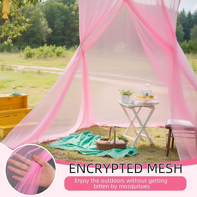 4 Corners Mosquito Net for Mosquiteros para Camas Bed Canopies Netting Bed Drapes Rectangular Mosquito Mesh for Camping Home Outdoor Travel(Pink,L75 X W47 X H59 Inch,Opening)