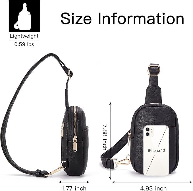 Telena Small Sling Bag for Women Leather Crossbody Fanny Packs Chest Bag for Women