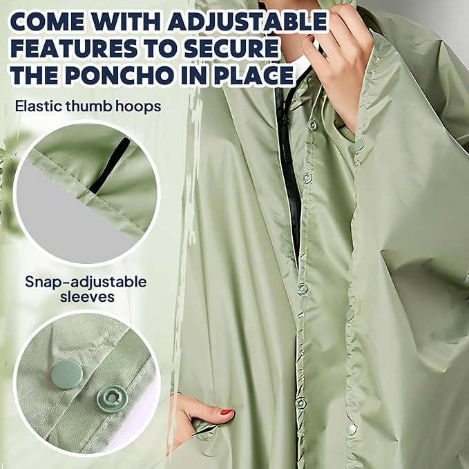 ANYOO Waterproof Rain Poncho Lightweight Reusable Hiking Hooded Coat Jacket for Outdoor Activities