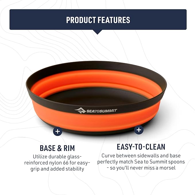 Sea to Summit Frontier Ultralight Collapsible Bowl, Large (30 fl oz), Puffins Bill Orange