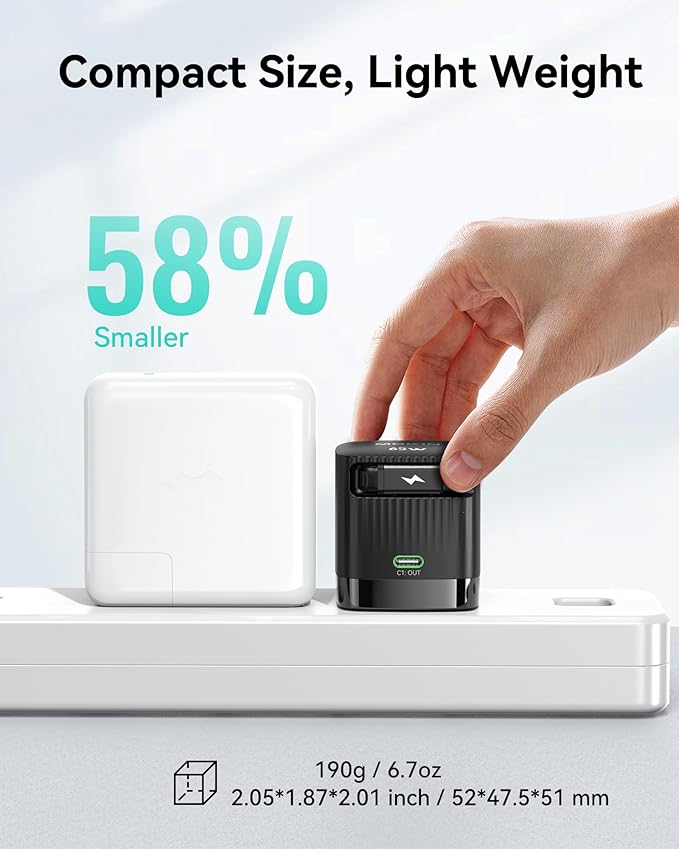 65W Retractable Wall Charger, PD Fast USB C Charger Block with Retractable Type C Cable, Travel Fast Charging Adapter with Foldable Plug for iPhone 16/15, MacBook Pro, iPad, Galaxy, and More