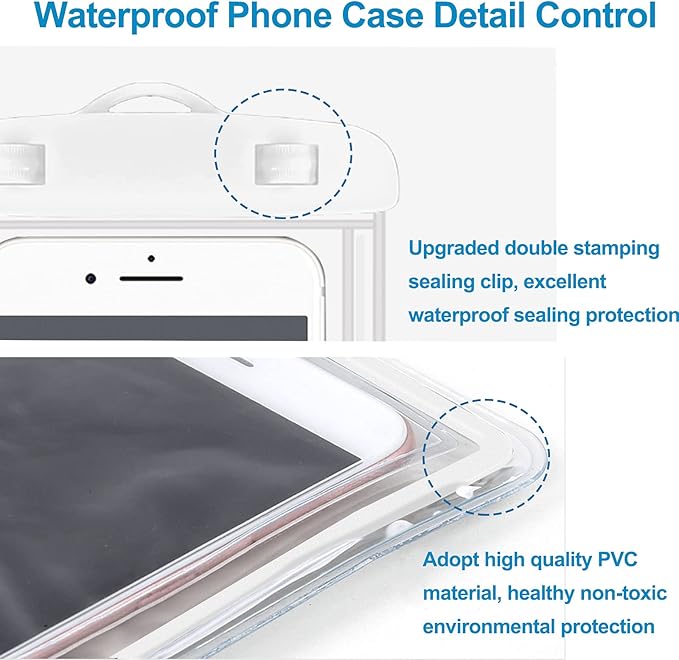 2-Pack Waterproof Phone Pouch，Waterproof Phone Case for iPhone 15 14 13 12 Pro Max XR X SE 2022 8 Samsung S24 S23 S22(Black+White)