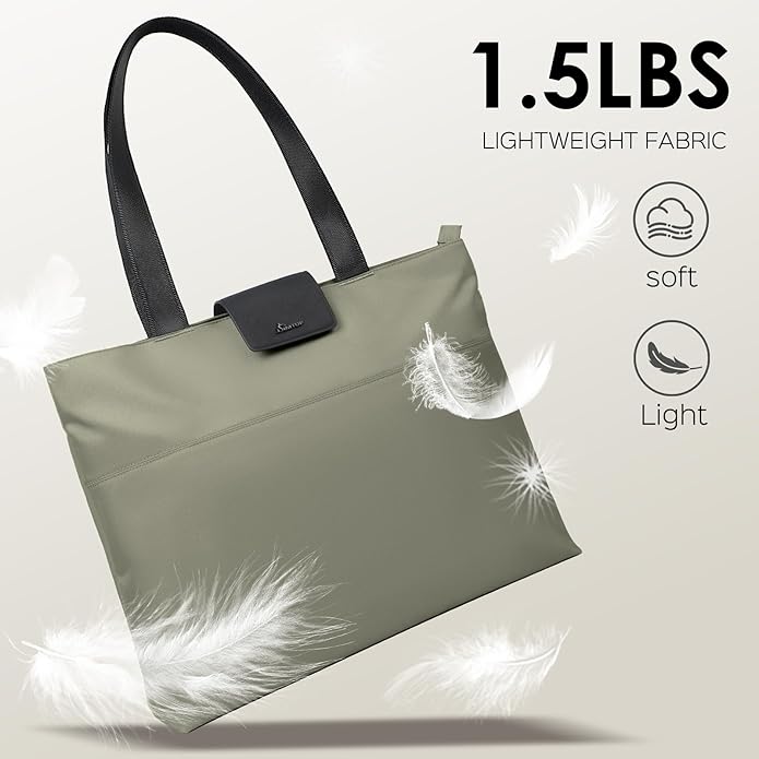 SIMTOP Tote Bag for Women with Magnetic Pocket Water Resistant Polyester 16.2" Laptop Compartment for Travel, Office, Daily