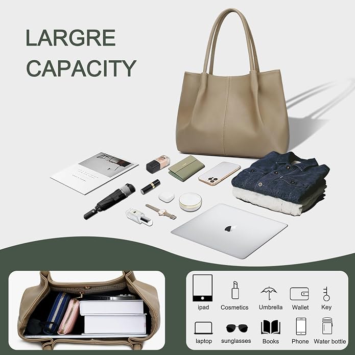 KKXIU Tote Bag for Women Vegan Leather Shoulder Purse Large Capacity Travel Bag