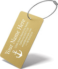 Luggage Tags for Suitcase - Personalized Engraved Metal Tag for Cruise Travel - Custom Name Tags Suitable for Bags and Backpacks(Gold),Horizontal (2x3.5'')