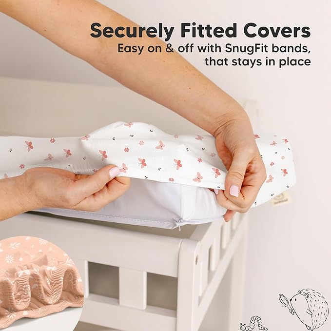 2-Pack Baby Changing Pad Covers for Girl, Boy,Neutral - Soft Viscose Derived from Bamboo Changing Table Pad Cover Sheets,Baby Nursery Diaper Changing Pad Cover,Contour Changing Pad Liner (Butterflies)