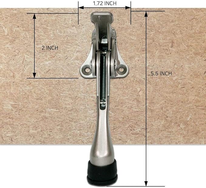 One Touch Kickdown Door Stopper, Door Holder, Heavy Duty Door Stops, Bottom of Door, Height-Adjustable Rubber Tips by HASHI (Black 4 inch x 1pack)