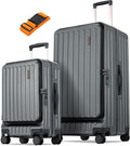 Luggage Sets 2 Pieces, 20 Inch Carry On Luggage and 29 Inch Checked Luggage with Spinner Wheels, Lightweight ABS+PC Hardshell Trunk Suitcases with Aluminum Frame, Top Opening (Grey, 20/29)