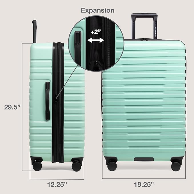 U.S. Traveler Boren Polycarbonate Hardside Rugged Travel Suitcase Luggage with 8 Spinner Wheels, Aluminum Handle, Mint, 2-Piece Set, USB Port in Carry-On