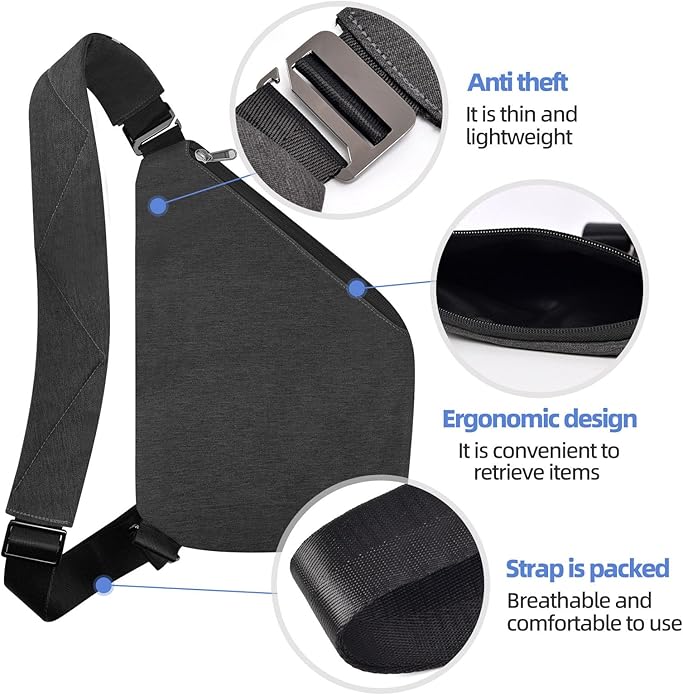 Anti Theft Crossbody Bag,Anti Theft Travel Bag for Women Men,Sling Crossbody Bag for Travel, Sport, Work