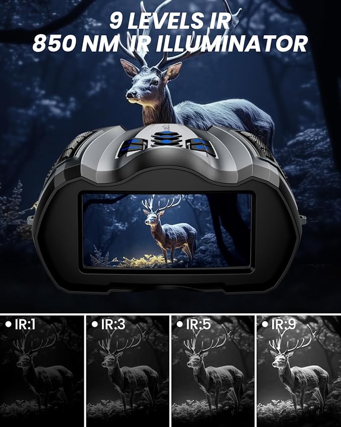 Night Vision Goggles, 4K Binoculars with Camera, 3.5" HD Display and 32GB TF Card, 9 Gear Night Vision, 10X Digital Zoom, 4000mAh Battery Nightvision