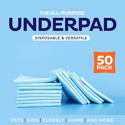 Chucks Pads Disposable [50-Pack] Underpads 23x36 Incontinence Chux Pads Absorbent Fluff Protective Bed Pads, Pee Pads for Babies, Kids, Adults & Elderly | Puppy Pads Large for Training Leak Proof