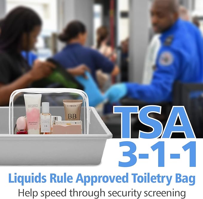 PACKISM Clear Toiletry Bag, 5 Pack TSA Approved Toiletry Bag Quart Size Bag, Travel Makeup Cosmetic Bag for Women Men, Carry on Airport Airline Compliant Bag, White, Yellow, Blue, Purple, Pink…