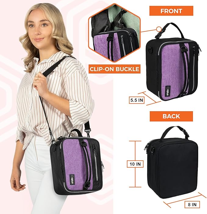 opux Insulated Lunch Box for Men Women Adult, Compact Lunch Bag for Kids Boy Girl Teen, Soft Lunch Cooler Bag for Work School, Leakproof Lunchbox Lunch Pail with Clip-on Buckle, Heather Purple